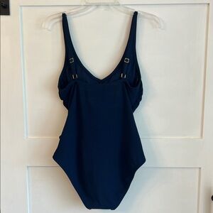 Women’s Navy One-Piece Swimsuit with Front Waist Accent